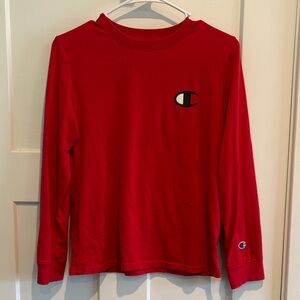 Champion Kids Long Sleeve Tee in Bold Red